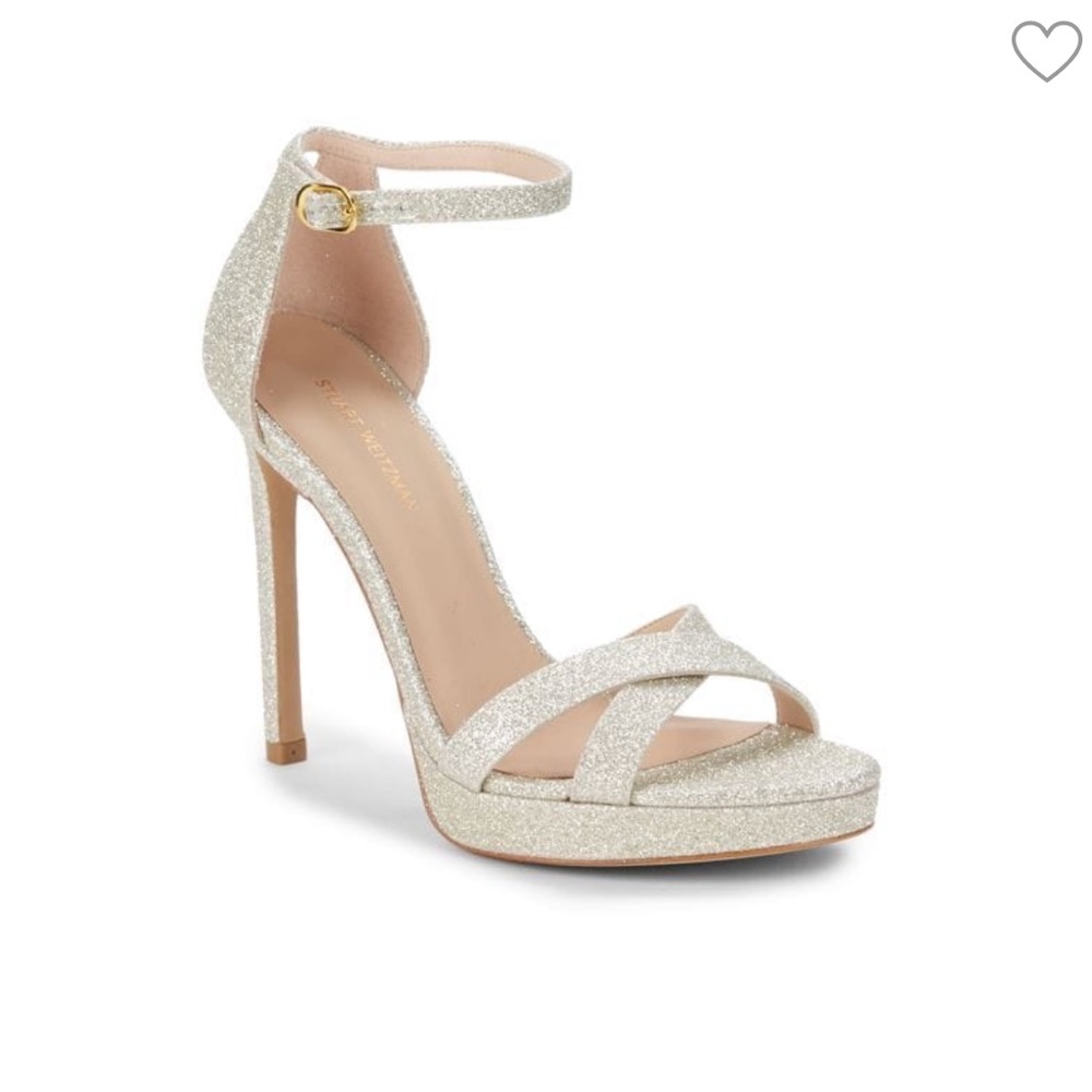 STUART WEITZMAN Nudist Glitter Stiletto Sandals